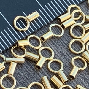 1mm and 1.4mm Crimp End Caps 14kt Gold Filled - to finish 0.5mm - 1.2mm leather cord, bead chain, snake chain-Ships out from USA