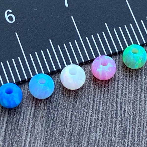 4mm OPAL Round Beads, Light Blue, Blue, White, Pink , Green or Mix -Smooth Opal Beads-Fully Drilled Holes-Jewelry Making- Ships out from USA