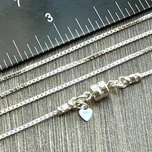 Sterling Silver Necklace: 1mm Box Chain with Magnetic Clasp