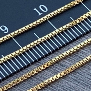 1mm BOX CHAIN 14KT Gold Filled Continuous - Unfinished Chain, Box Chain, Snake Chain (sold by the foot )- High Quality