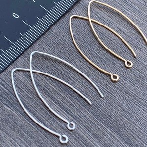 V Ear Wire Hooks - 14kt Gold Filled or Sterling Silver -32mm 20 Gauge/0.76mm- Bulk Qty Available- Jewelry Supplies  -Ships Out  from USA