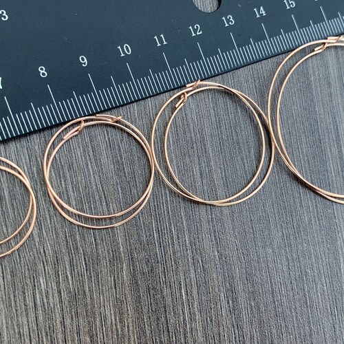 14KT Gold Filled Beading Wire Hoop Earrings 45mm 30mm 25mm Etsy