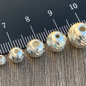 Cuentas espaciadoras de plata de ley con corte de diamante - Fabricadas en Italia
