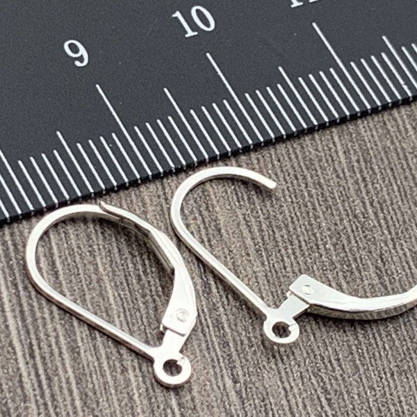 Sterling Silver Lever Back with open loop Earwire 15mm - French Back Ear Wires -Bulk Qty Available - Jewelry Supplies  - Ships Out  from USA