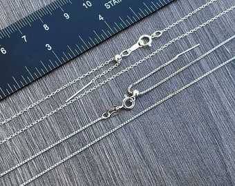 Sterling Silver Adjustable Necklace with add your own beads / charm option - 2 Chain Types - box chain and link chain