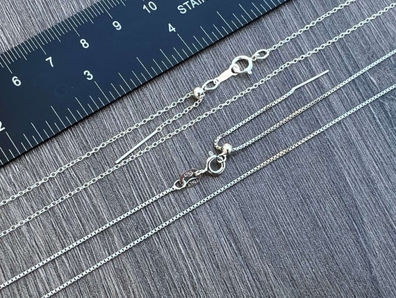 Sterling Silver 1mm Adjustable Box Chain - Various Lengths Sterling Silver 1mm Adjustable Box Chain - Various Lengths