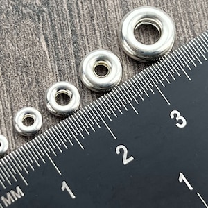 Silver Rondelle Donut Beads - 3mm/4mm/5mm/6mm Seamless Round Sterling Silver -Rondel - Findings- Jewelry Making Beads - Spacer Beads