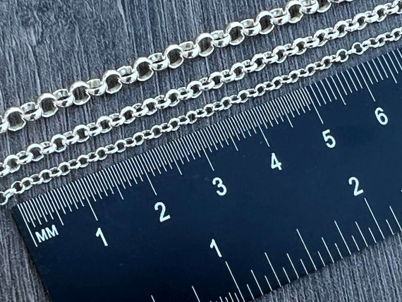 Sterling Silver 3.5mm Rolo Chain. Bulk unfinished sold by the foot.
