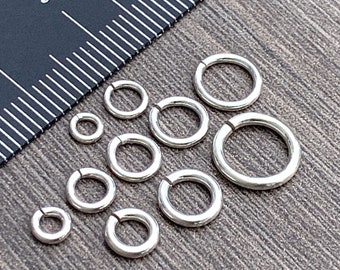 Jump Rings Sterling Silver 925 Open  2mm 3mm 3.5mm 4mm 5mm 6mm - 16 18 20 gauge / 1mm 1.2mm 1.3mm - Outer Dimensions 4mm 5mm 6mm 7mm 9mm