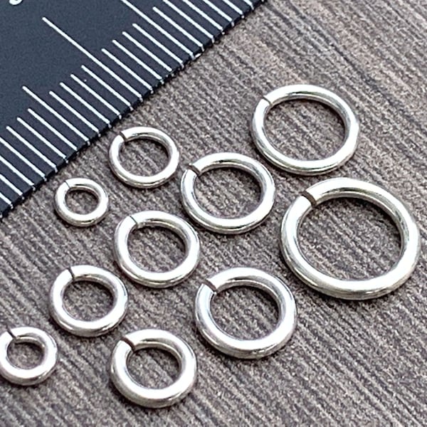 Jump Rings Sterling Silver 925 Open  2mm 3mm 3.5mm 4mm 5mm 6mm - 16 18 20 gauge / 1mm 1.2mm 1.3mm - Outer Dimensions 4mm 5mm 6mm 7mm 9mm