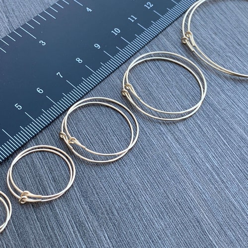 14KT Gold Filled Beading Wire Hoop Earrings 45mm 30mm 25mm Etsy