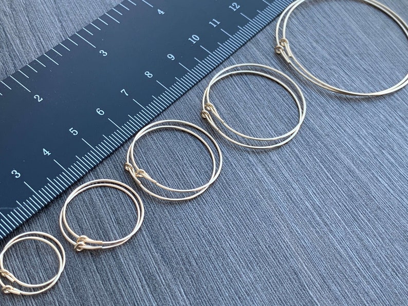 14KT Gold Filled Beading Wire Hoop Earrings 45mm 30mm 25mm 20mm 15mm, 21 Gauge/0.7mm ,Bulk Qty Available Jewelry Supplies Ships from USA image 1