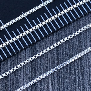 Sterling Silver Box Chain - 0.7mm Continuous, Unfinished Chain, Box Chain (sold by the foot )- High Quality Sterling Silver- Italy