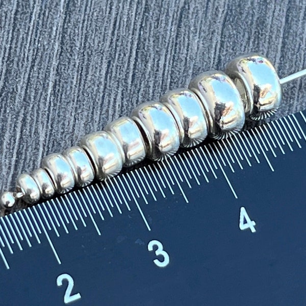 Sterling Silver Spacer Beads in 3/4/5/6/7mm, Rondelle Seamless Round Bead in Various Sizes , High Quality 0.925 Silver - Ships out from USA