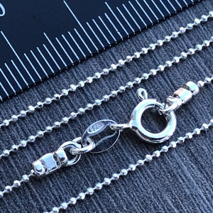 Silver Necklace- 1mm Diamond Cut Sterling Silver Bead Chain - 13 14 15 16 18 20 22 24 28 32 ,All quantities ,Bulk - Made in Italy  0.925