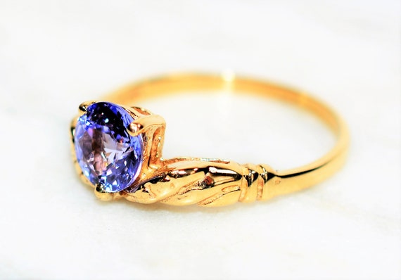 Natural Tanzanite Ring 14K Solid Gold 1.05ct Soli… - image 7