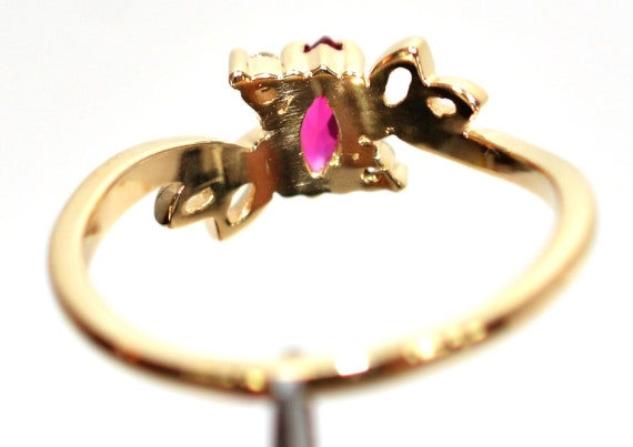 14K Gold Ruby Diamond Ring: .36 tcw Gemstone Cock… - image 6