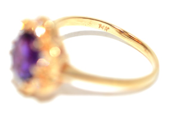 14K Gold Amethyst Diamond Ring: February Birthsto… - image 5