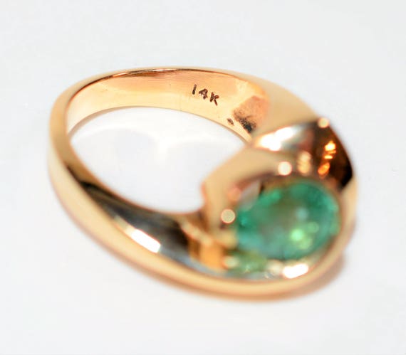 Natural Colombian Emerald Ring 14K Solid Gold 2.2… - image 5