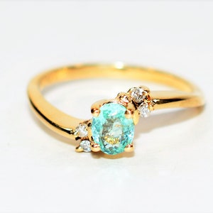 Natural Paraiba Tourmaline & Diamond Ring 14K Solid Gold .55tcw Women&#39;s Ring Statement Ring Birthstone Ring Ladies Ring Promise Ring Jewelry
