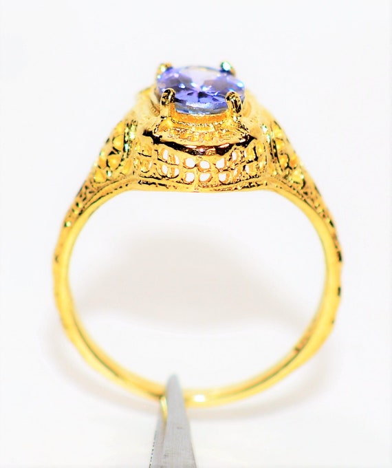 Natural Tanzanite Ring 10K Solid Gold 1.26ct Soli… - image 3