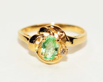 Natural Paraiba Tourmaline & Diamond Ring 14K Solid Gold .48tcw Gemstone Birthstone Women's Estate Jewelry Promise Ring Fine Jewellery