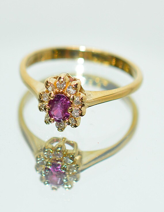 Vintage Ruby Diamond Ring, 14K Gold July Birthsto… - image 16