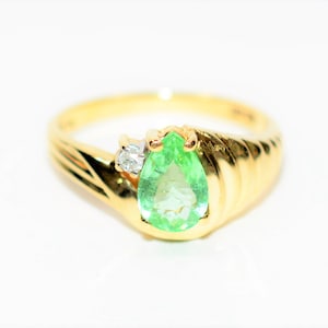 Natural Paraiba Tourmaline & Diamond Ring 10K Solid Gold .91tcw Gemstone Ring Ladies Ring Women&#39;s Ring Statement Ring Fine Estate Jewelry