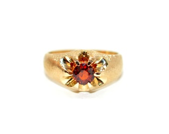 Natural Spessartine Mandarin Garnet Ring 10K Solid Gold .84ct Men's Ring Gemstone Ring Orange Ring Birthstone Ring Statement Ring Cocktail