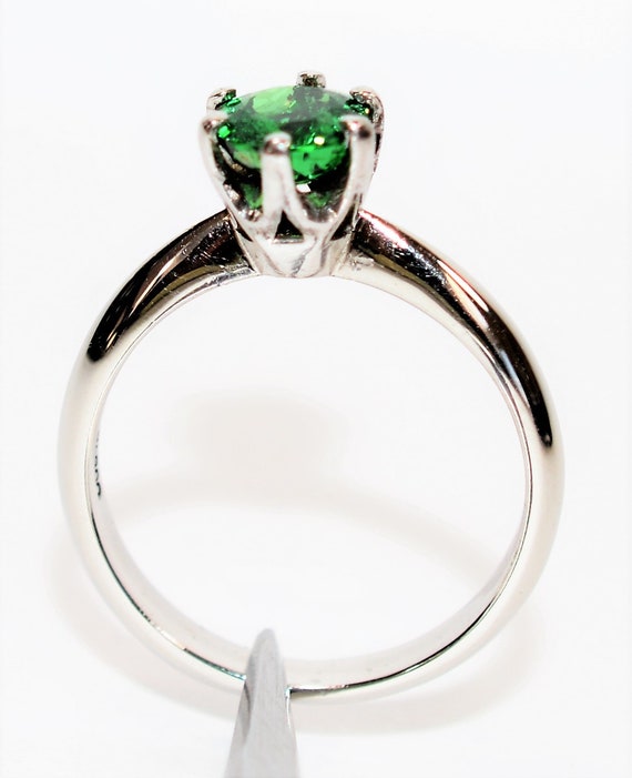 Natural Tsavorite Garnet Ring Solid Platinum .98c… - image 3