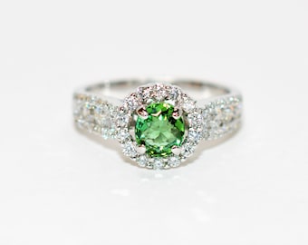 Natural Paraiba Tourmaline & Diamond Ring 18K Solid White Gold 1.37tcw Engagement Ring Fine Bridal Promise Ring Cocktail Ring Statement Ring