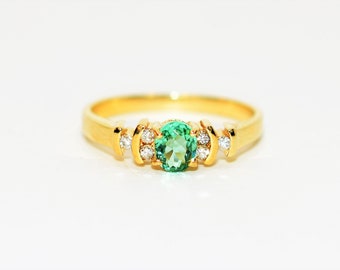 Natural Paraiba Tourmaline & Diamond Ring 14K Solid Gold .44tcw Gemstone Women's Ring Jewellery Statement Ring Fine Jewelry