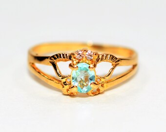 Natural Paraiba Tourmaline Ring 18K Solid Gold .33ct Solitaire Ring Women's Ring Butterfly Ring Gemstone Ring Birthstone Ring Fine Jewelry