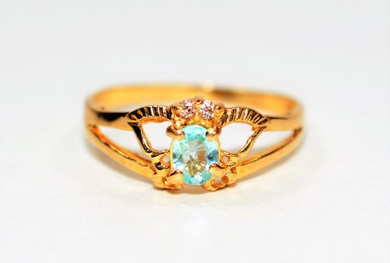 Paraiba Tourmaline Ring: .33ct Gemstone, 18K Gold… - image 1