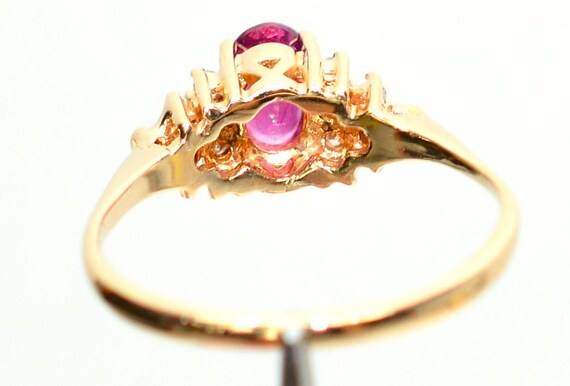 Vintage 14K Gold Ruby Diamond Ring: July Birthsto… - image 6