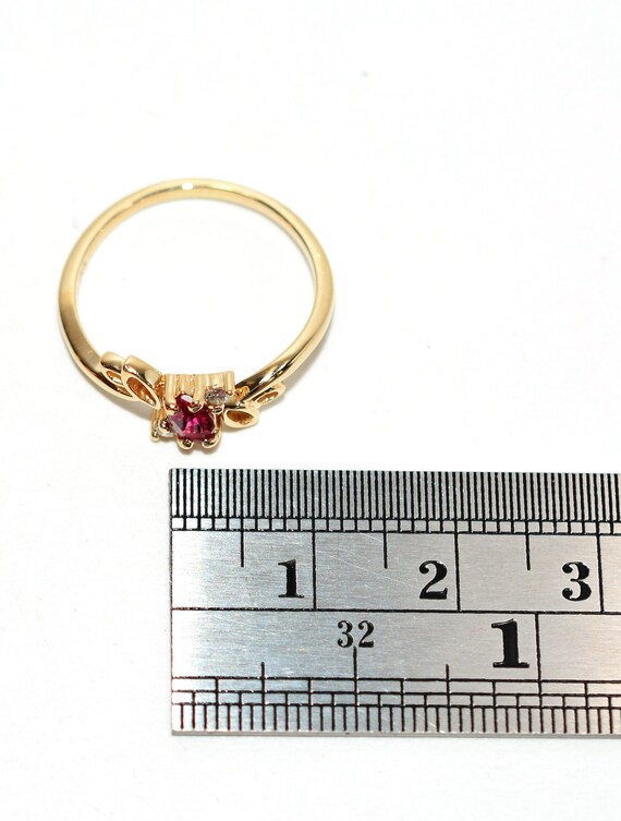 14K Gold Ruby Diamond Ring: .36 tcw Gemstone Cock… - image 8