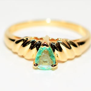 Natural Paraiba Tourmaline Ring 14K Solid Gold .25ct Solitaire Fine Women&#39;s Ring Estate Jewelry Fine Jewellery Gemstone Ring Birthstone Ring