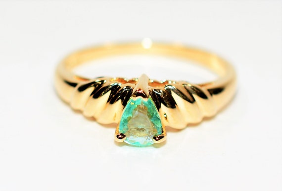 Natural Paraiba Tourmaline Ring 14K Solid Gold .2… - image 1