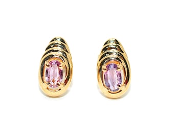 Natural Padparadscha Sapphire Earrings 14K Gold .46tcw Stud Earrings Pink Sapphire Earrings September Birthstone Earrings Solitaire Ceylon