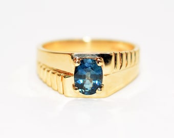 Natural Ceylon Sapphire Ring 10K Solid Gold 1.59ct Sri Lankan Sapphire Ring Solitaire Ring Gemstone Ring Statement Ring Men's Ring Jewellery