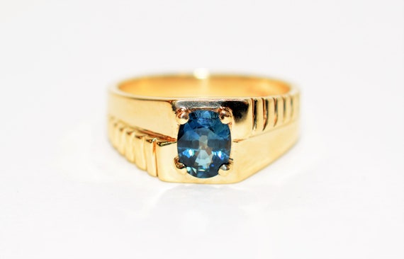 Natural Ceylon Sapphire Ring 10K Solid Gold 1.59c… - image 1