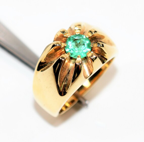 Natural Colombian Emerald Ring 10K Solid Gold 1.1… - image 4