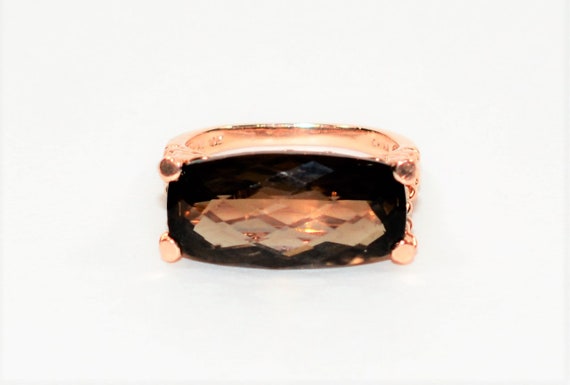 Natural Smoky Quartz Ring 10K Solid Rose Gold 8.5… - image 1