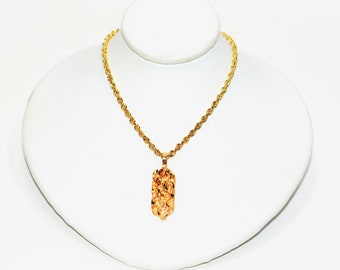 14K Solid Gold Nugget Necklace Gold Necklace Vintage Necklace Estate Necklace Men's Necklace Pendant Necklace Fine Jewellery Mens Jewellery