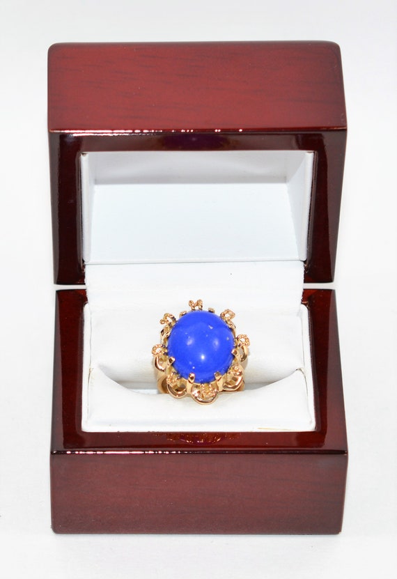 Natural Lapis Lazuli Ring 14K Solid Gold Gemstone… - image 10