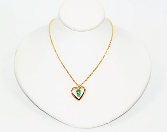 Natural Paraiba Tourmaline Necklace 14K Solid Gold .50ct Heart Necklace Solitaire Necklace Pendant Womens Necklace Green Necklace Birthstone