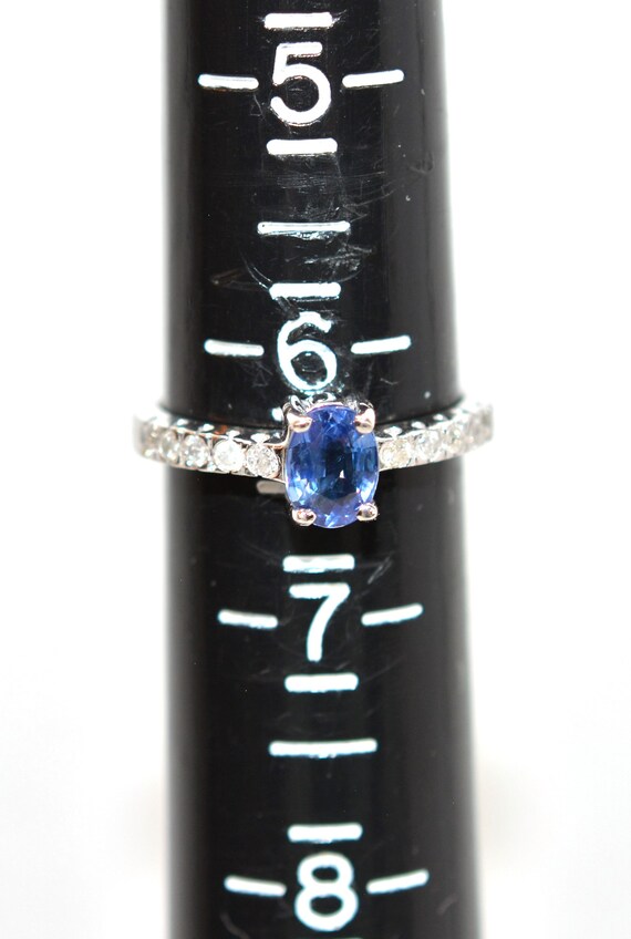 Natural Ceylon Sapphire & Diamond Ring 10K Solid … - image 7