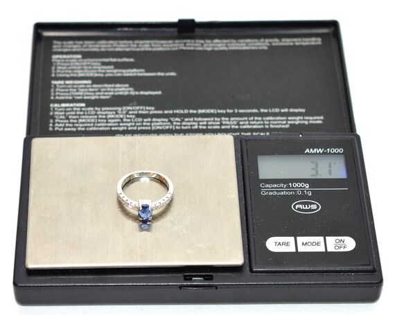 Natural Ceylon Sapphire & Diamond Ring 10K Solid … - image 9
