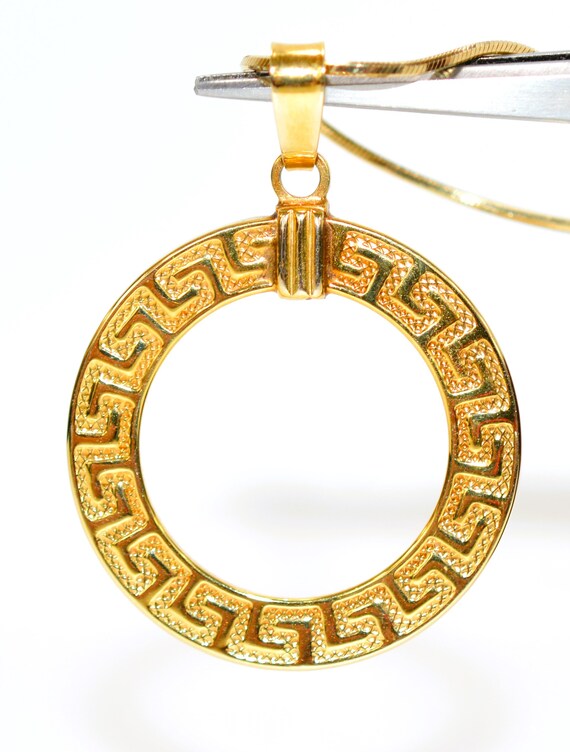 14K Solid Gold Pendant Necklace Circle Pendant No Sto… Gem