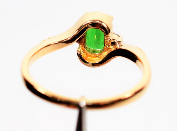 Natural Tsavorite Garnet & Diamond Ring 14K Solid… - image 6